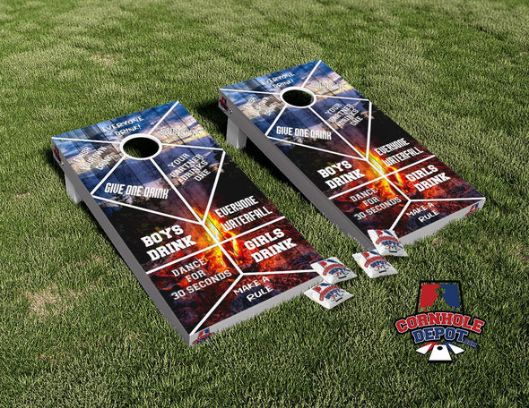Campfire Sunrise Lake Drinking Game Cornhole Board Vinyl Wrap Skins  Laminated Sticker Set Decal
