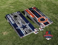 Dallas Cowboys and Chicago Bears Washed Split Set Cornhole Board Vinyl Wrap Skins Laminated Sticker Set Decal