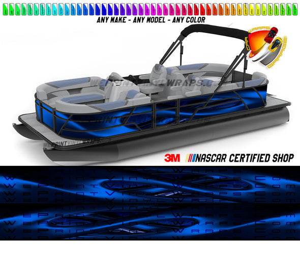 Dark Blue Wavy Graphic Vinyl Boat Wrap Decal******ONE SIDE ONLY THE BOTTOM PART SIZE 24"X22'*******