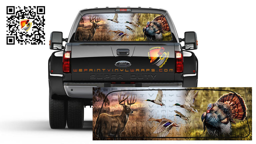 Deer Mallard Duck Turkey Hunting Fishing Rear Window Tint Perforated Vinyl Graphic Decal Sticker Cars Campers Trucks
