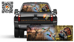 Deer, Wood Duck and Turkey Rear Window Perforated Graphic Decal Sticker Trucks Cars Campers SUV