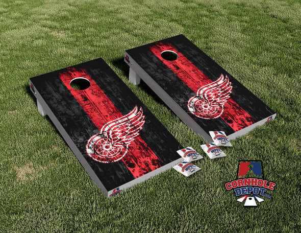 Detroit Red Wings Hockey Cornhole Board Vinyl Wrap Skins Laminated Sticker Set Decal