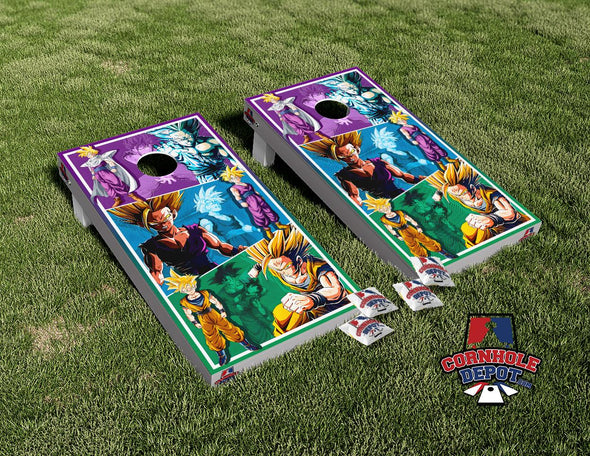 Dragon Ball Super Saiyans Cornhole Board Vinyl Wrap Skins Laminated Sticker Set Decal