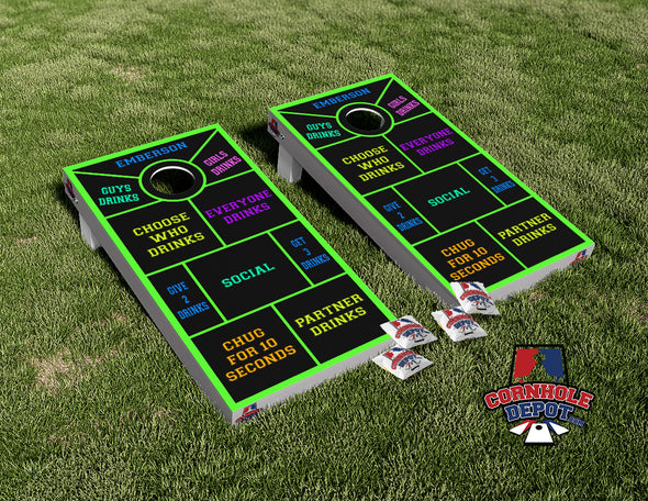 Drinking Game Neon Green Cornhole Board Vinyl Wrap Skins Laminated Sticker Set Decal