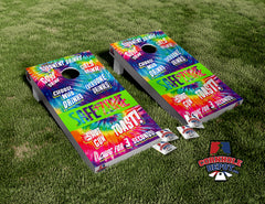 Drinking Game Rainbow Bright Pride Cornhole Board Vinyl Wrap Skins Laminated Sticker Set Decal