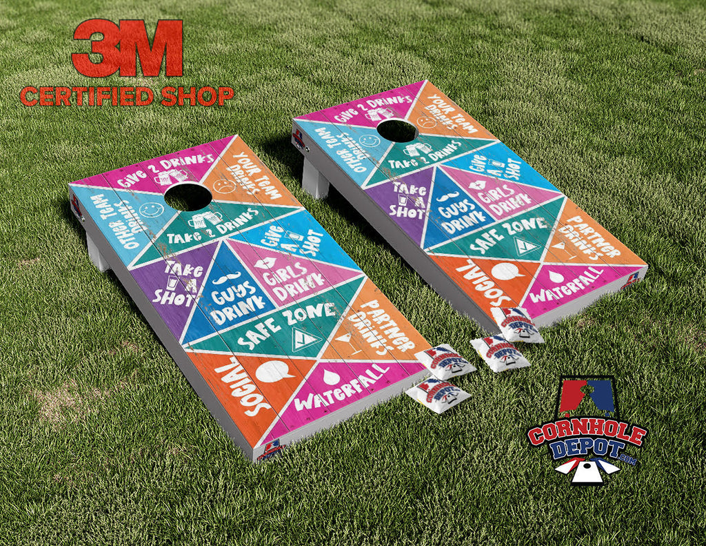 Drinking Game Shots Colorful Cornhole Board Vinyl Wrap Skins Laminated Sticker Set Decal