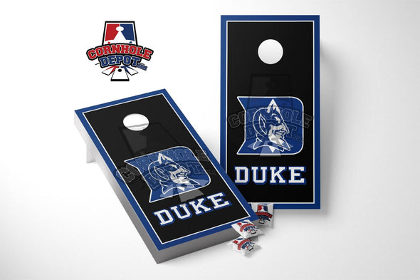 Duke Blue Devils Black Cornhole Board Vinyl Wrap Laminated Sticker Set Decal Set