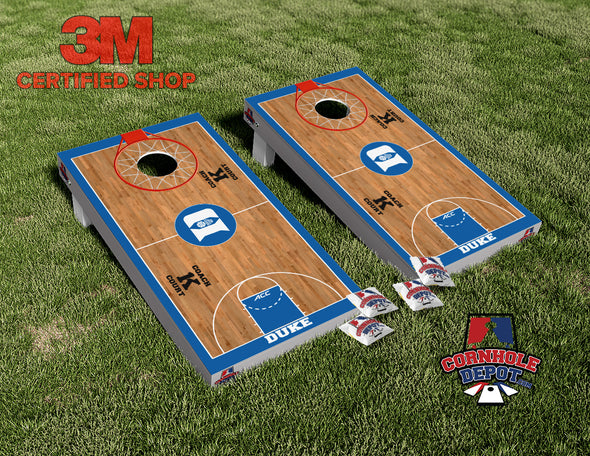 Duke Court Basketball Cornhole Board Vinyl Wrap Skins Laminated Sticker Decal Set