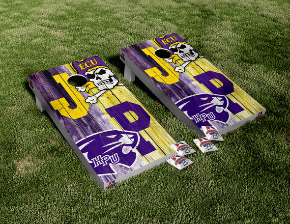 ECU Pirates and HPU Split Set Cornhole Board Vinyl Wrap Laminated Sticker Set Decal