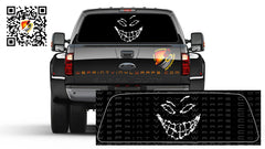 Evil Smiley Face Black Rear Window Perforated Graphic Vinyl Decal Tint Cars Trucks SUV Campers