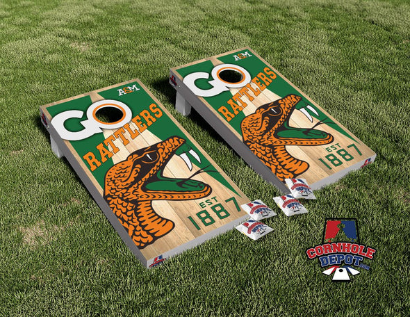 FAMU GO Rattlers A&M  Cornhole Board Vinyl Wrap Skins Laminated Sticker Set Decal