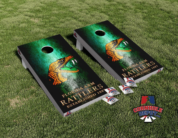 FAMU Rattlers Est 1887 Cornhole Board Vinyl Wrap Skins Laminated Sticker Set Decal