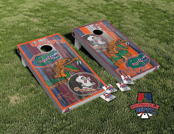 FSU, FAMU and Gators Mashup Cornhole Board Vinyl Wrap Skins Laminated Sticker Set Decal