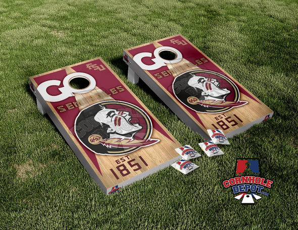 FSU GO Seminoles Florida Cornhole Board Vinyl Wrap Skins Laminated Sticker Set Decal