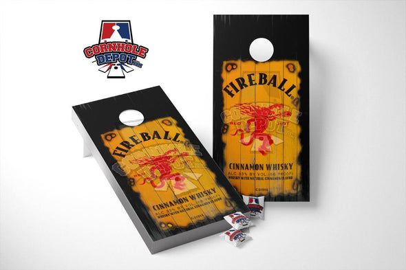 Fireball Whisky Cornhole Board Vinyl Wrap Skins Laminated Sticker Set Decal