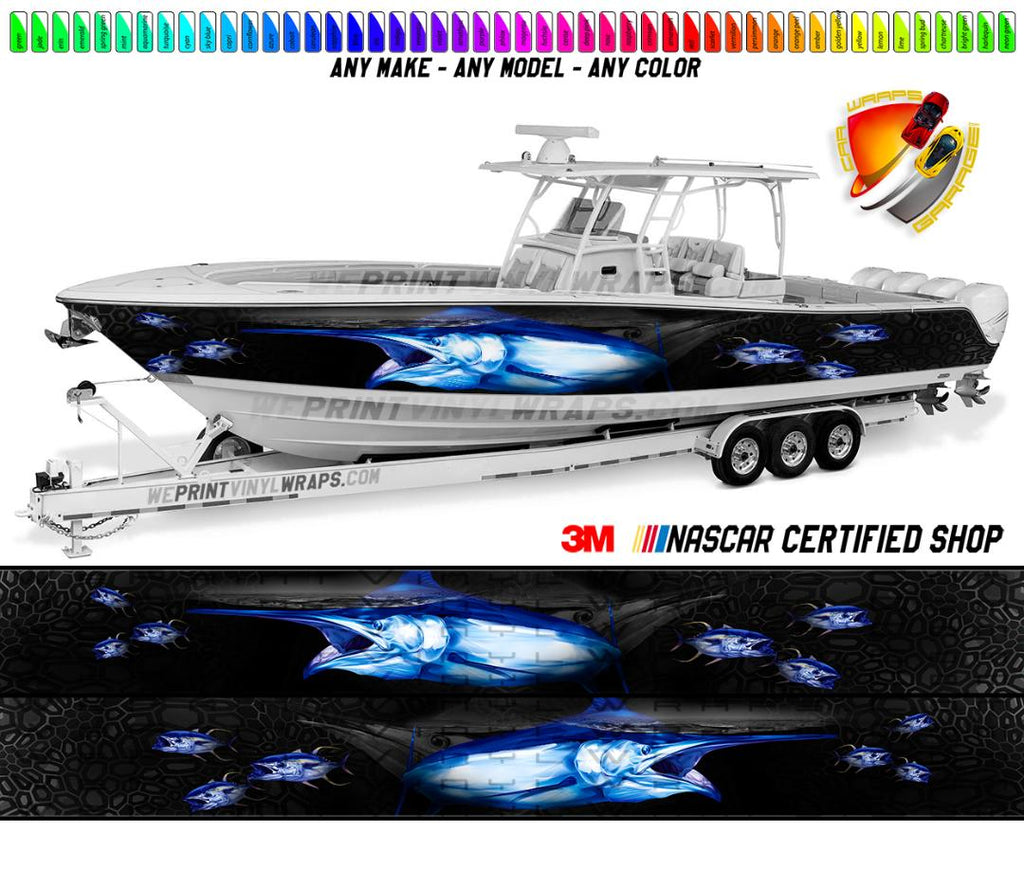 Fishes Sailfish Graphic Vinyl Boat Wrap Decal Fishing Pontoon Sportsman Deck Boat Tritoon Watercraft All Boats Decal