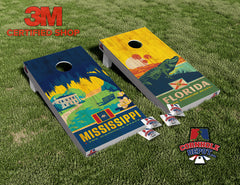 Florida and Mississippi  Washed Cornhole Board Vinyl Wrap Skins Laminated Sticker Set Decal