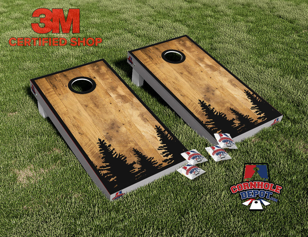 Forest Pine Trees Wood Cornhole Board Vinyl Wrap Skins Laminated Set Gifts