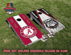 Tommie~1 Bulldogs Georgia and Alabama split set and 1 Go Dogs/Roll tide Cornhole Board Skins Vinyl Wrap Laminated Sticker Decal Set