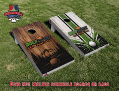 Golf Zone Mountains Split Set Cornhole Board Vinyl Wrap Skins Laminated Sticker Set Decal