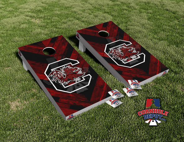 Gamecocks South Carolina Red and Black Cornhole Board Vinyl Wrap Laminated Sticker Set Decal