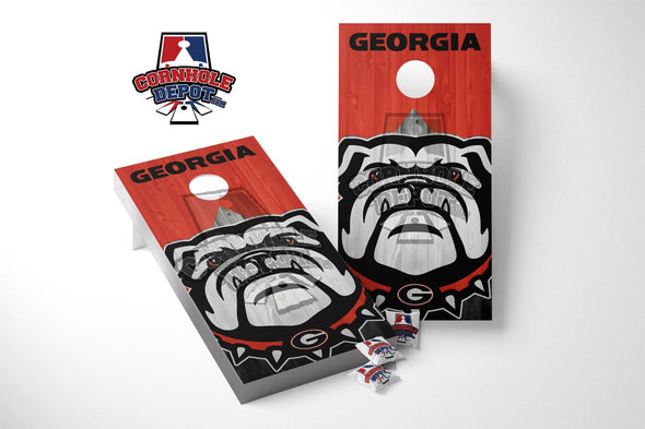 1 Georgia Bulldogs and 1 Ravens/Patriots Split Set Cornhole Board Vinyl Wrap Skins Laminated Sticker Set