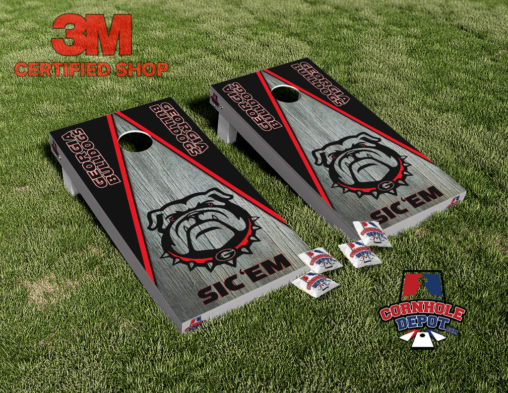 Georgia Bulldogs SIC'EM Cornhole Board Vinyl Wrap Skins Laminated Sticker Decal Set
