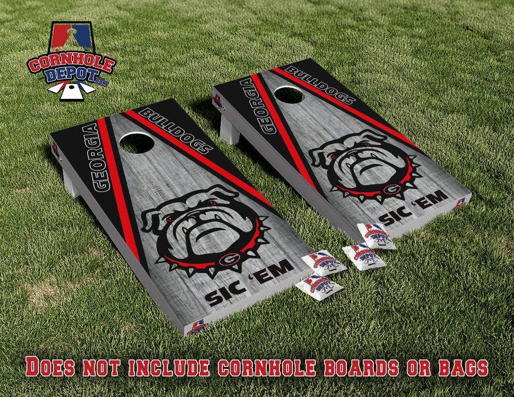 Georgia Bulldogs SIC'EM Washed Cornhole Board Vinyl Wrap Skins Laminated Sticker Decal Set