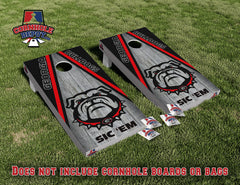 Georgia Bulldogs SIC'EM Washed Cornhole Board Vinyl Wrap Skins Laminated Sticker Decal Set