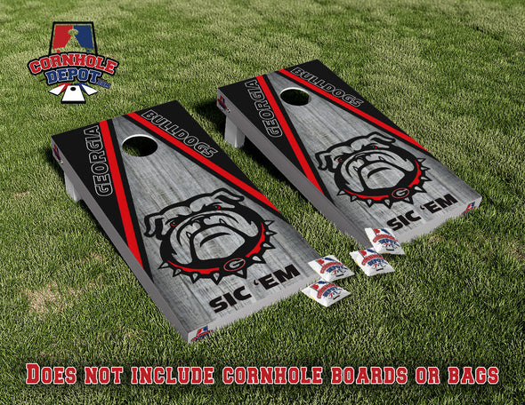 Georgia Bulldogs SIC'EM Washed Cornhole Board Vinyl Wrap Skins Laminated Sticker Decal Set