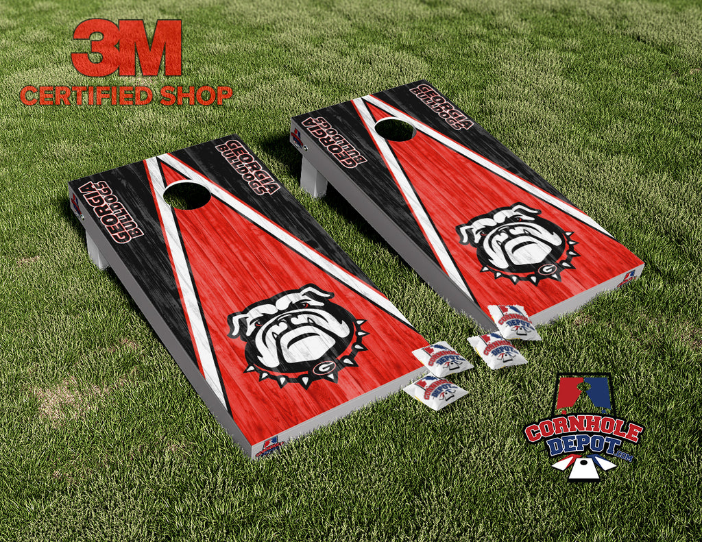 Georgia Bulldogs Washed Cornhole Board Vinyl Wrap Skins Laminated Sticker Decal Set