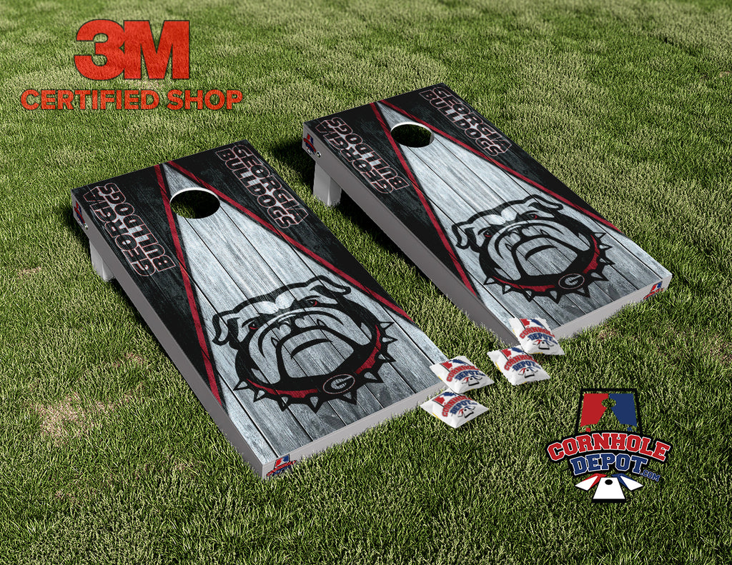 Georgia Bulldogs Washed Cornhole Board Vinyl Wrap Skins Laminated Sticker Decal Set