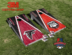 Georgia Bulldogs and Atlanta Falcons Washed Cornhole Board Vinyl Wrap Skins Laminated Sticker Decal Set