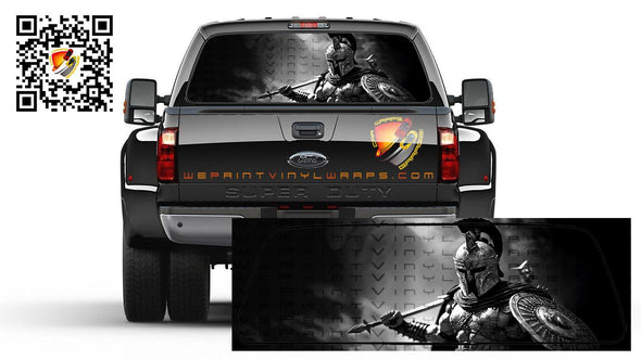 Gladiator Black and Gray Rear Window Tint  Perforated Graphic Vinyl Decal Cars Trucks Campers