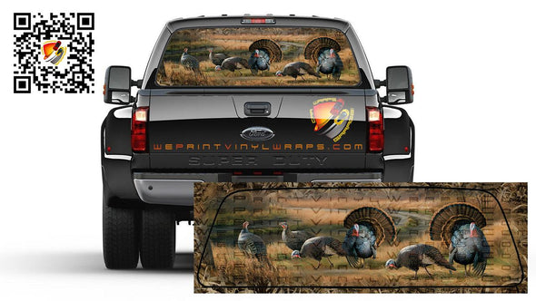 Hunting Turkey Gobbler  Rear Window Tint Perforated Graphic Decal Sticker Trucks Campers Cars SUV