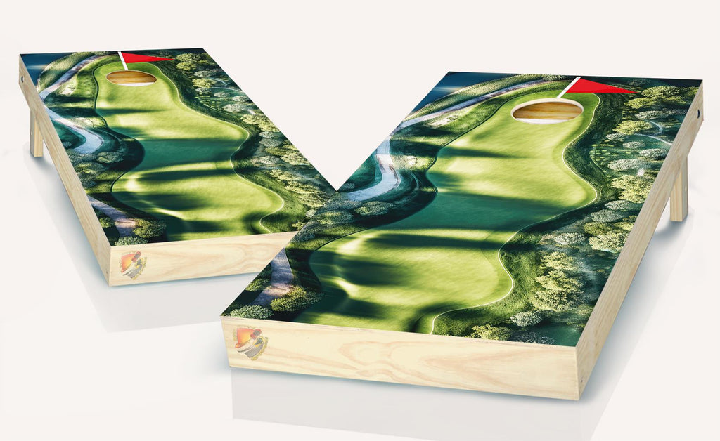 Golf Course Cornhole Board Vinyl Wrap Laminated Sticker Set Decal