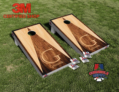 Custom Wood Monogram Triangle Style Cornhole Board Vinyl Wrap Laminated Sticker Set Decal Anniversary Wedding Gifts