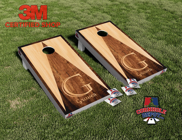 Custom Wood Monogram Triangle Style Cornhole Board Vinyl Wrap Laminated Sticker Set Decal Anniversary Wedding Gifts