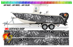 Gray Camo Graphic Vinyl Boat Wrap Decal Pontoon Sports Sportsman Console Sea Doo Bowriders Deck Watercraft etc..Boat Wrap Decal