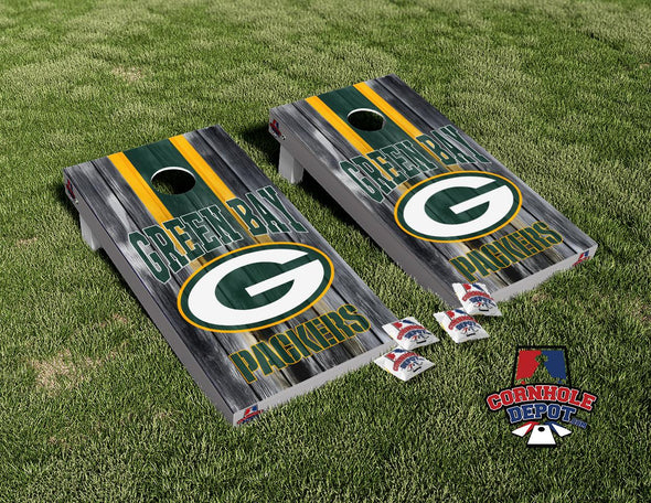 Green Bay Packers Washed Cornhole Board Vinyl Wrap Skins Laminated Sticker Set Decal
