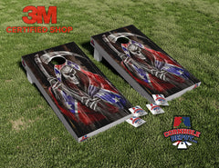 Tommie~ 1 Navy split set and 1 Grim Cornhole Board Vinyl Wrap Skins Laminated Sticker Set Decal