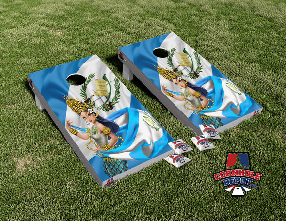 Guatemala Flag Doll Cornhole Board Vinyl Wrap Skins Laminated Sticker Decal Set