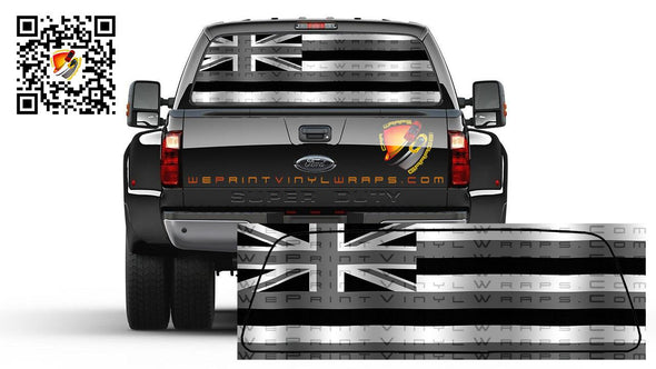 Hawaiian Flag Black and White Rear Window Perf Graphic Decal Trucks Campers Cars