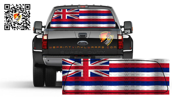 Hawaiian Flag Rear Window Perforated Graphic Decal Trucks Campers Cars