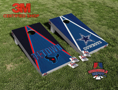 Houston Town and Cowboys Split Set Cornhole Board Vinyl Wrap Skins Laminated Sticker Set Decal Gifts