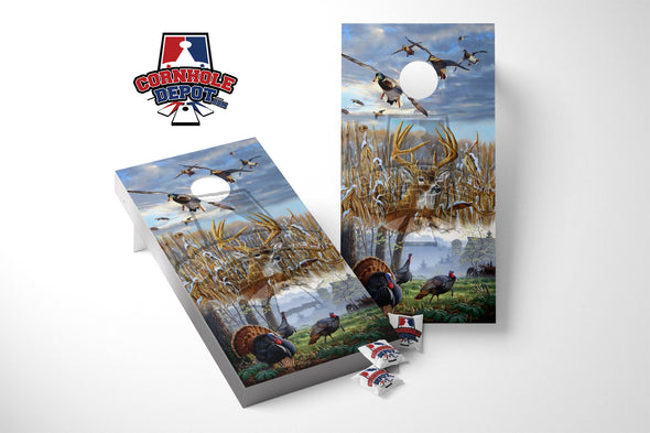 Hunting Ducks Deer and Turkey Cornhole  Board Vinyl Wrap Laminated Sticker Set