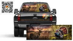 Hunting Turkey Deer Sunset Rear Window Perforated Graphic Decal Sticker Trucks Campers Cars SUV