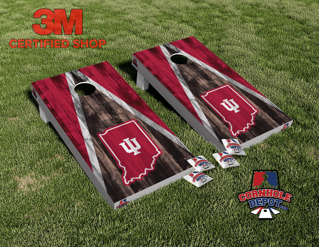 Indiana Hoosiers Washed Cornhole Board Vinyl Wrap Skins Laminated Sticker Set Decal