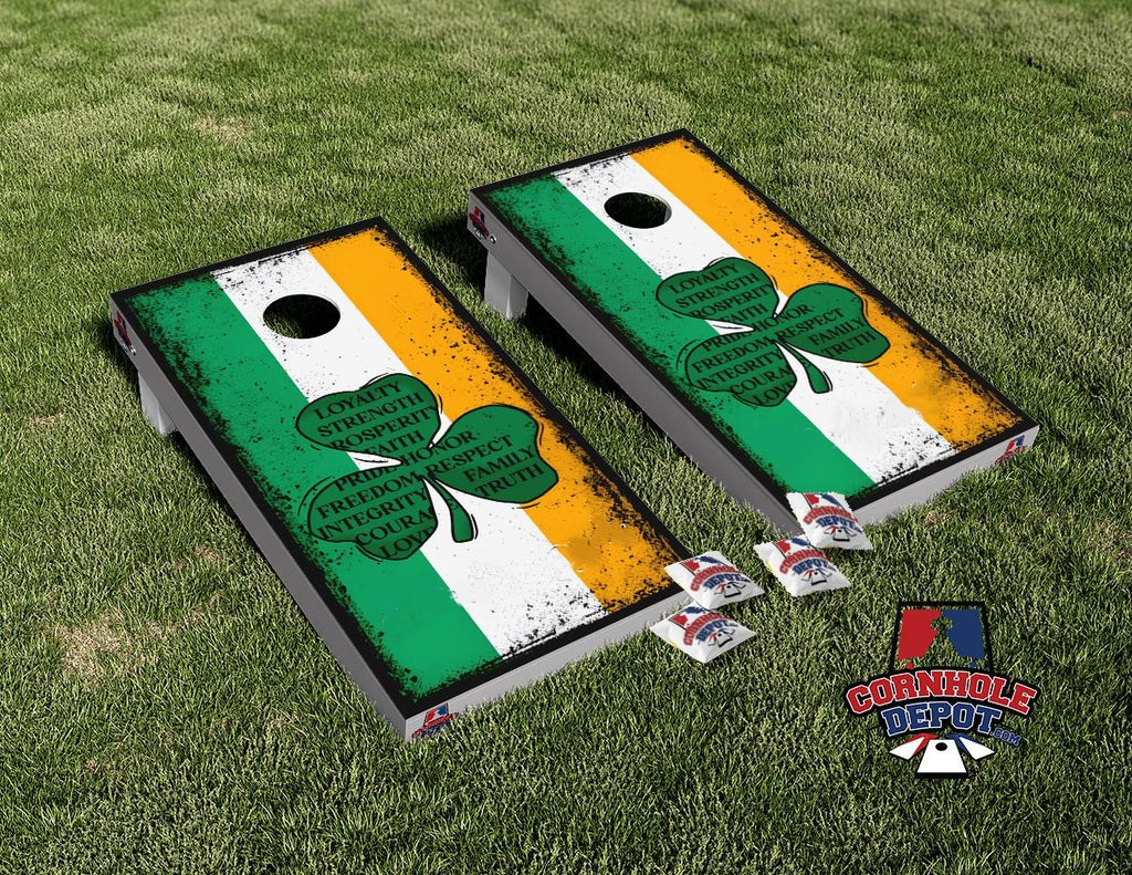 Irish Flag Shamrock Cornhole Board Vinyl Wrap Skins Laminated Sticker Set Decal