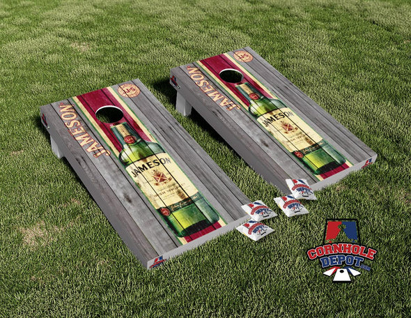 Jameson Whiskey Washed Cornhole Board Vinyl Wrap Skins Laminated Sticker Set Decal